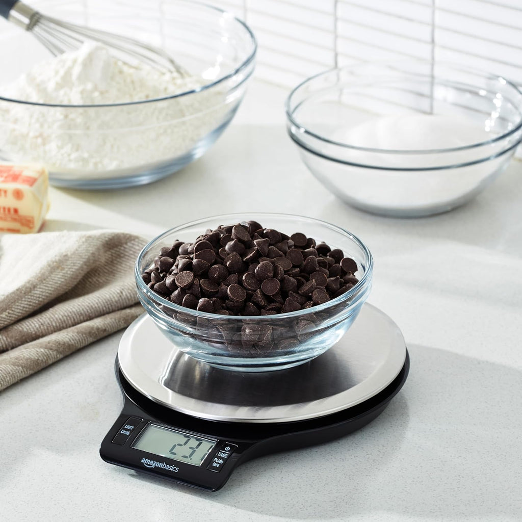 Digital Kitchen Scale (11 lb, Black & Steel)