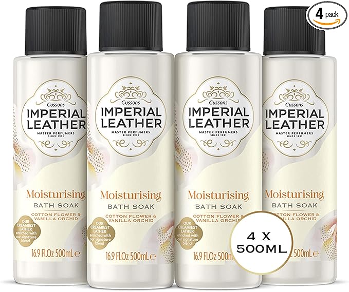 Imperial Leather Cotton Flower & Vanilla Bubble Bath – Moisturising Bath Soak (4x500ml)