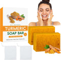 2PCS Turmeric & Kojic Acid Soap Bars – Dark Spot & Acne Remover with Foaming Nets