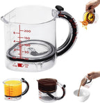 Adjustable Measuring Cup with Scraper Base – Space-Saving, Easy Clean, Metric & Imperial