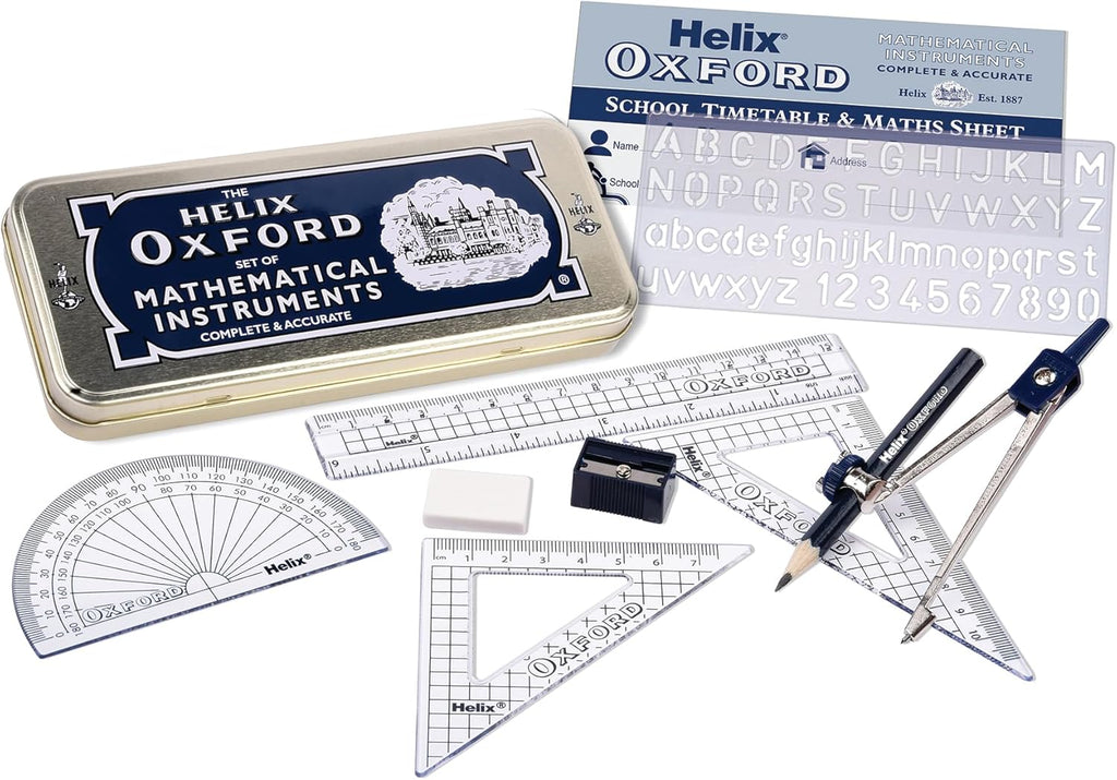 Helix Oxford Maths Set – 10 Piece with Storage Tin