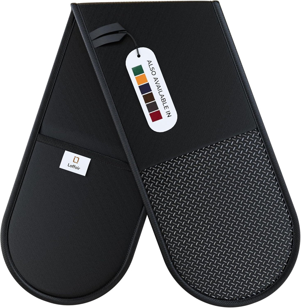 Laffair Double Oven Gloves – Heat Resistant Silicone Grip