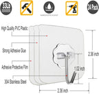 24 Pack Heavy Duty Self-Adhesive Wall Hooks – 33lb