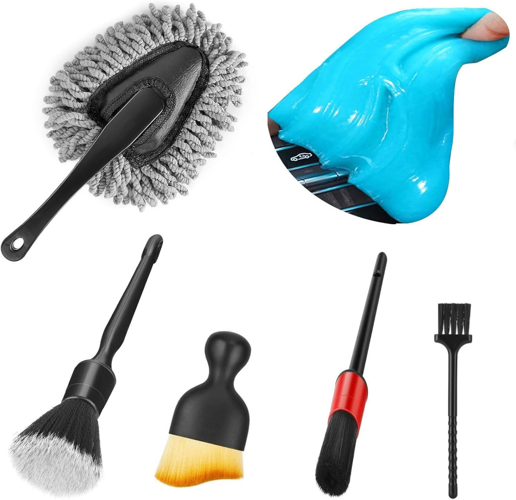 Car Interior Cleaning Kit – Duster Brush & Gel Putty Set for Dashboard, Vents & Detailing