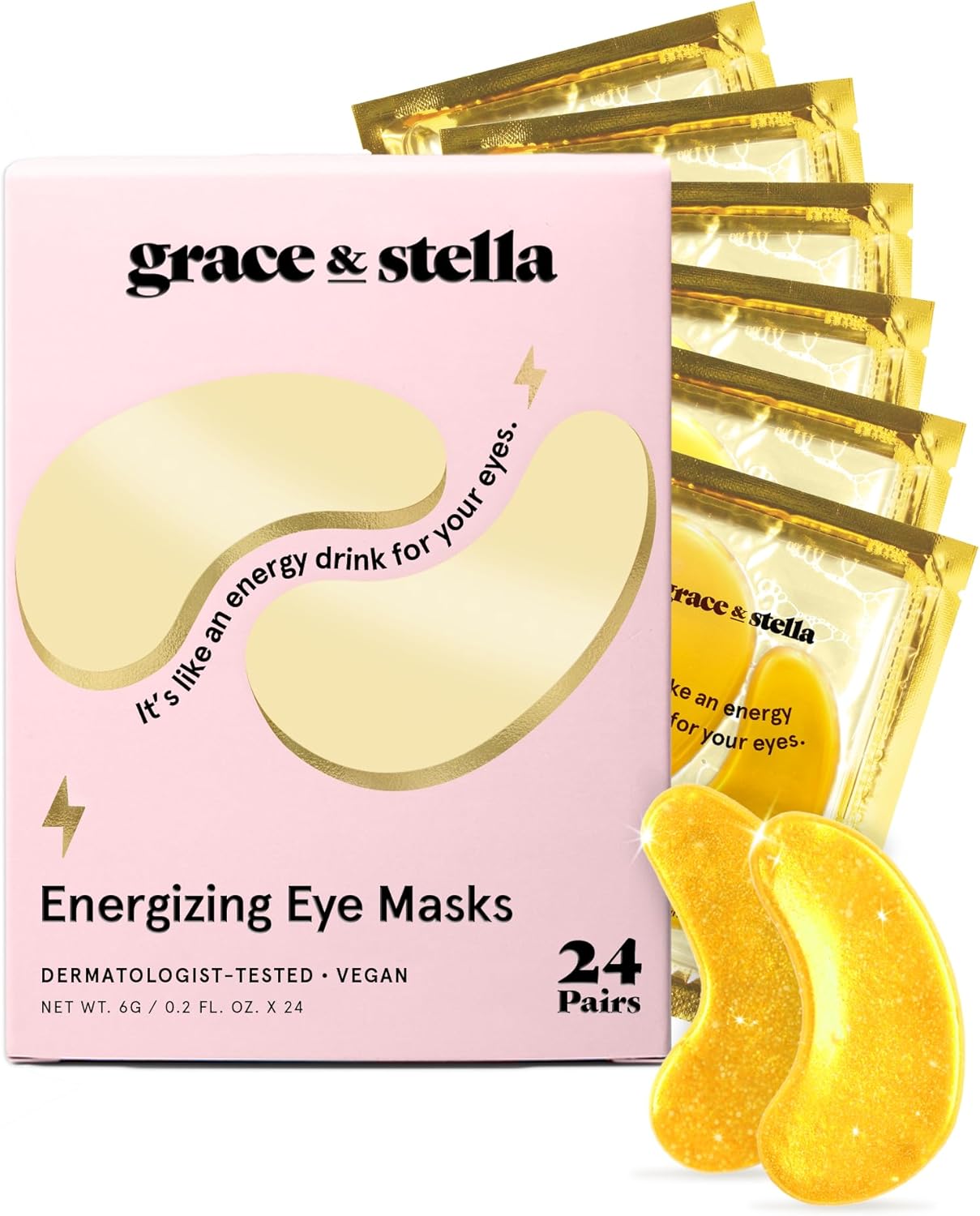 Grace & Stella Gold Under Eye Mask – Dark Circle, Puffiness & Wrinkle Reducer (24 Pairs, Vegan)