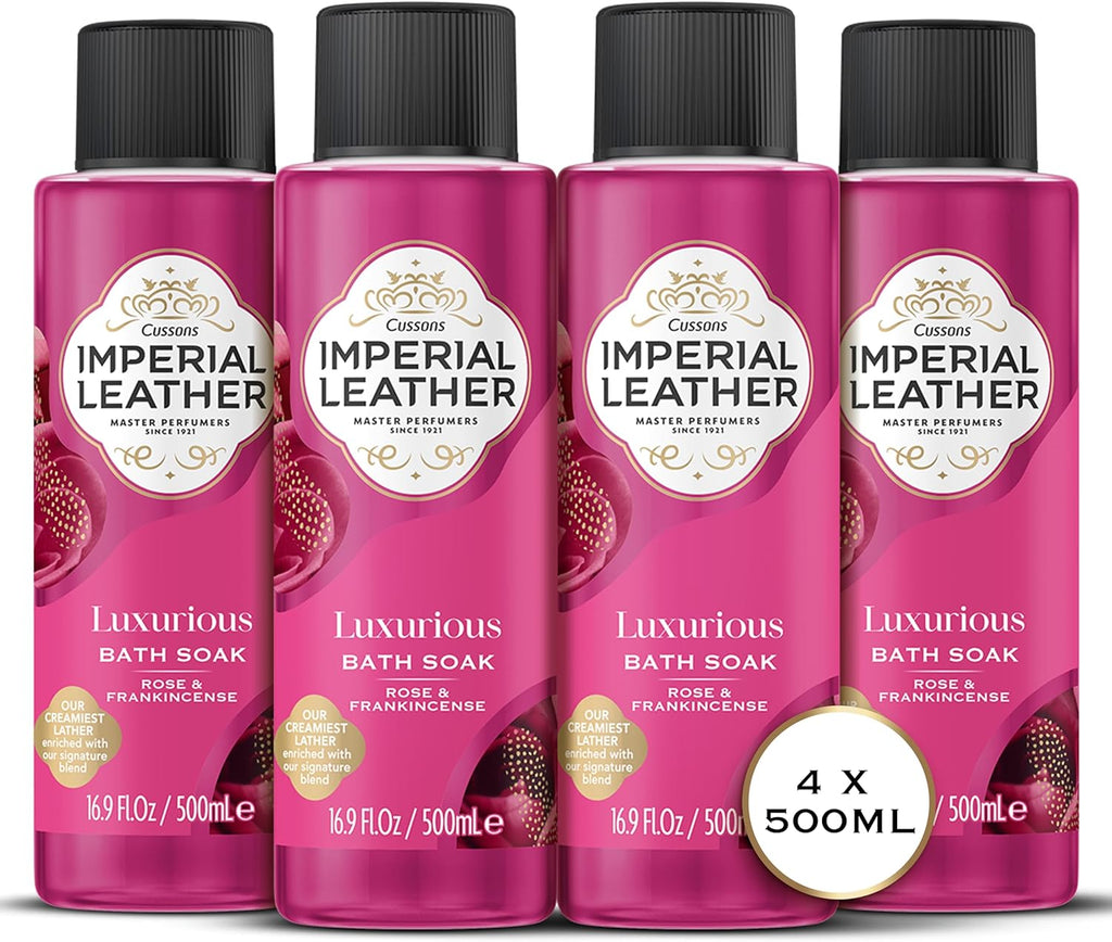 Imperial Leather Rose & Frankincense Bubble Bath – Luxurious Bath Soak (4x500ml)