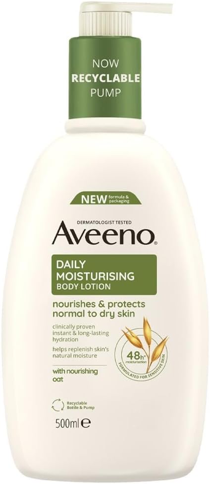Aveeno Daily Moisturising Body Lotion – Soothing Oats & Emollients, Sensitive Skin, 500ml