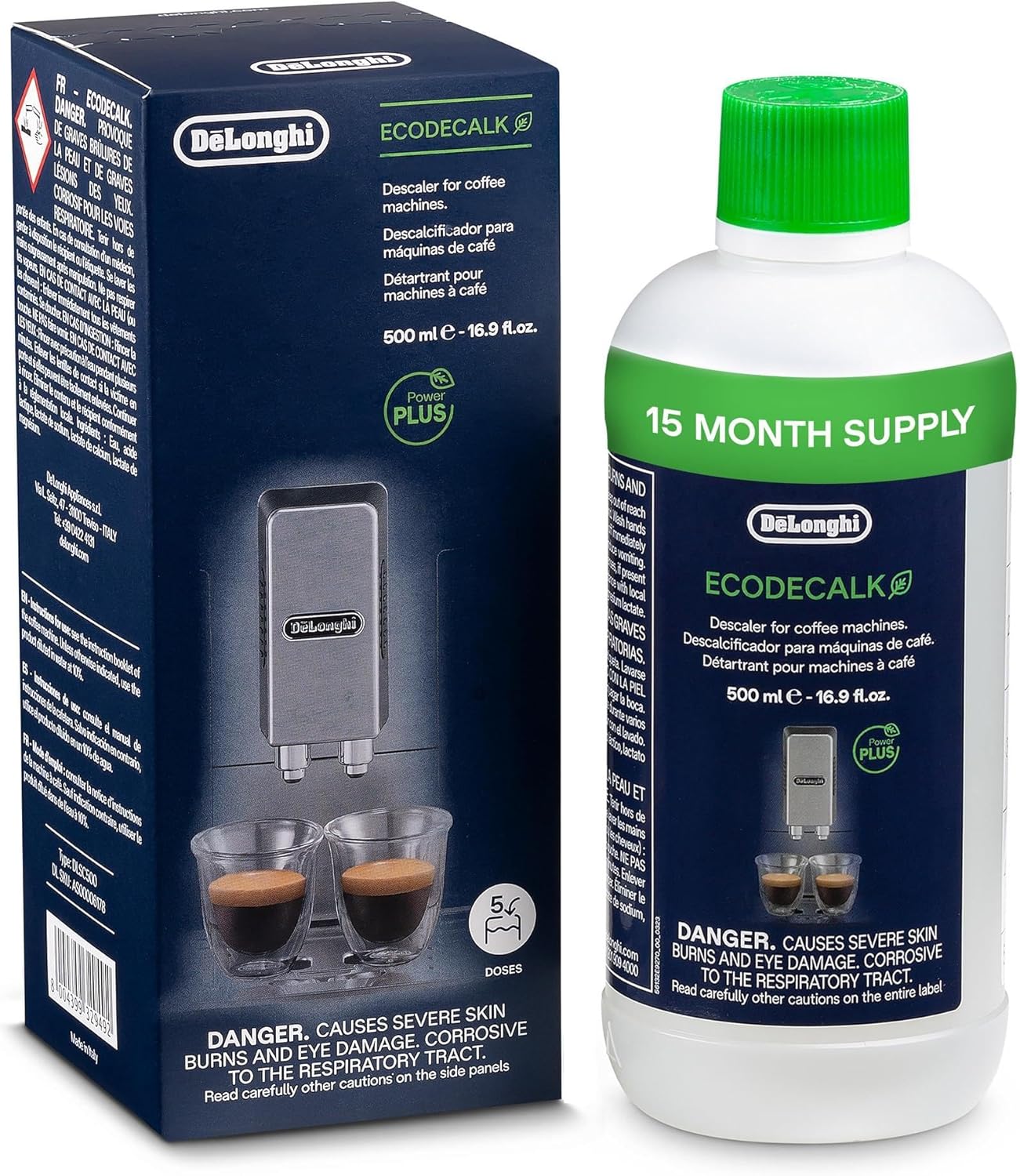 De'Longhi EcoDecalk Coffee Machine Descaler 500ml (5 Doses)