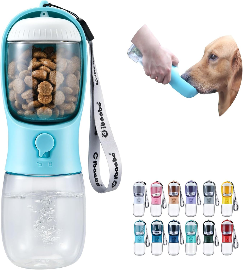 All-in-One Dog Travel Bottle – Water + Food Dispenser for Mess-Free Adventures