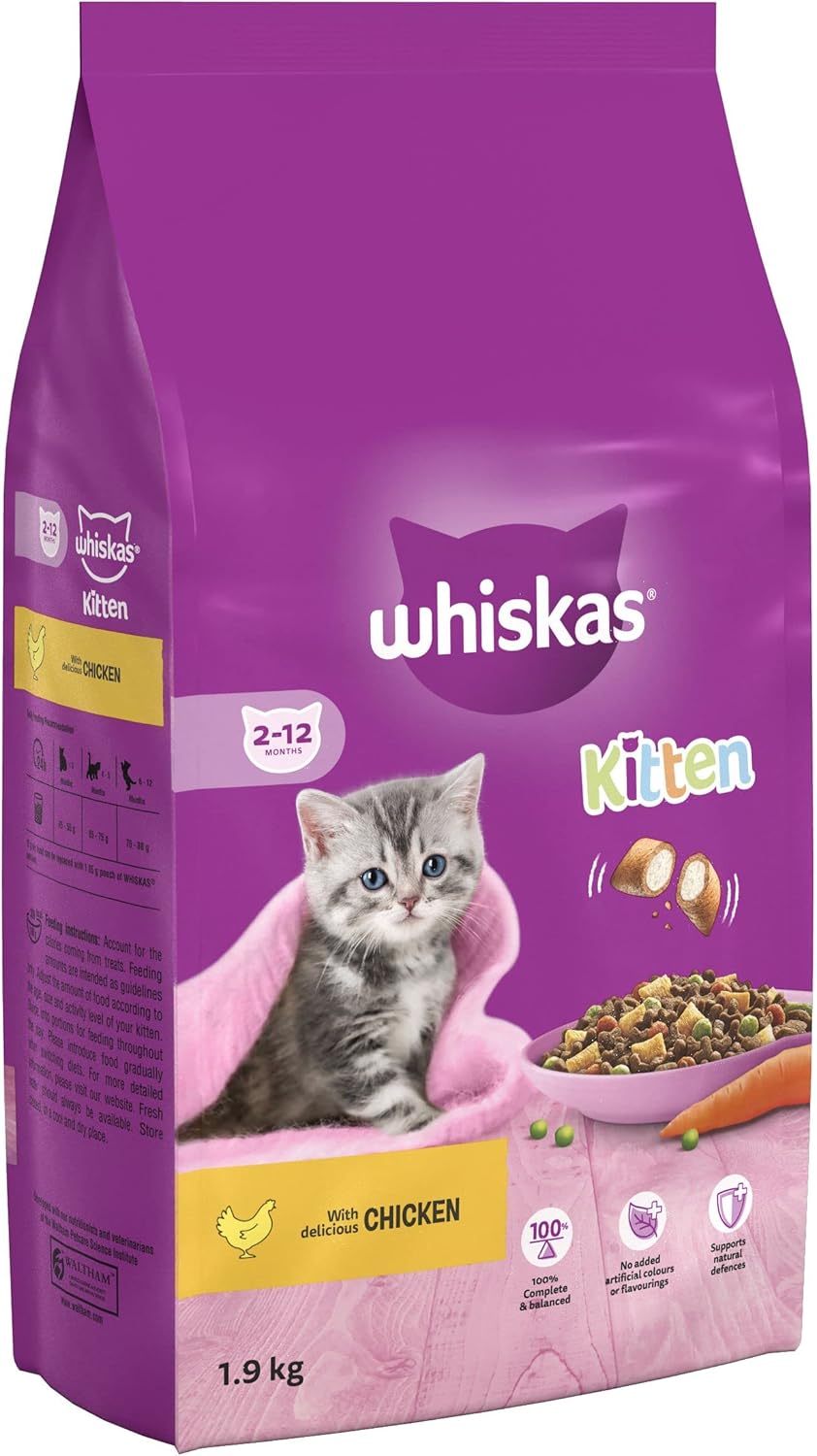 Whiskas Junior Chicken Dry Food for Kittens (2 × 1.9 kg)