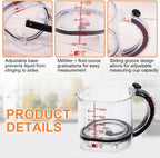 Adjustable Measuring Cup with Scraper Base – Space-Saving, Easy Clean, Metric & Imperial