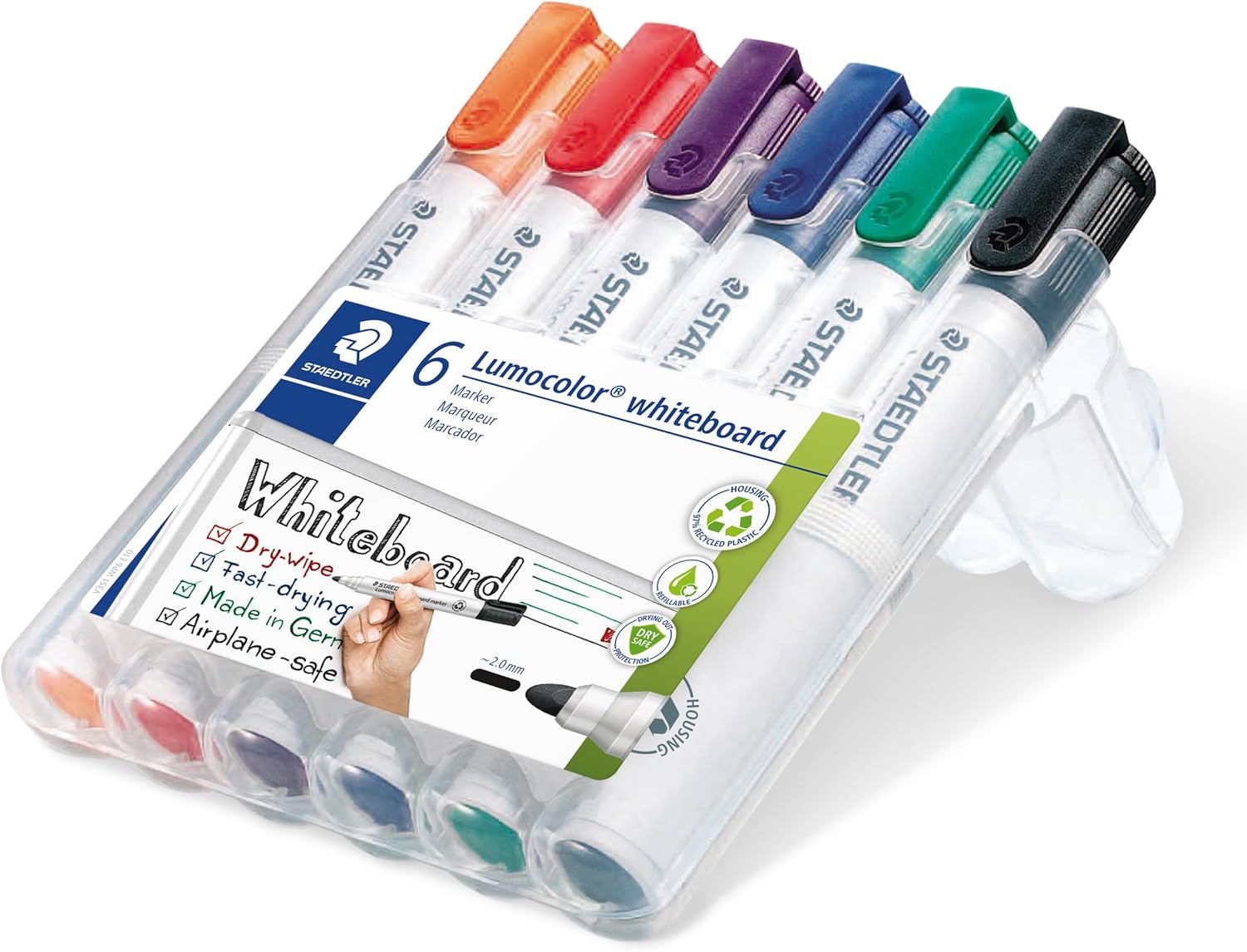 STAEDTLER Lumocolor Whiteboard Markers – Assorted (Pack of 6)