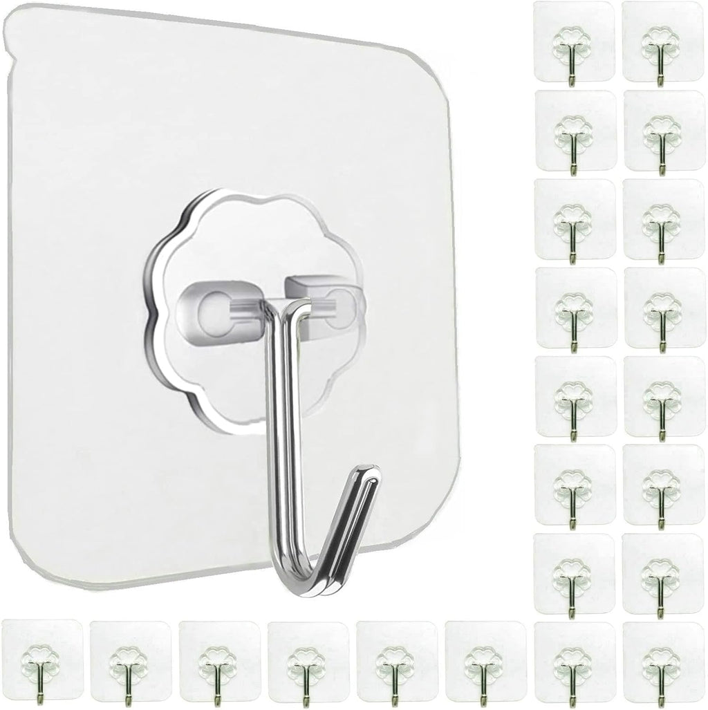 24 Pack Heavy Duty Self-Adhesive Wall Hooks – 33lb