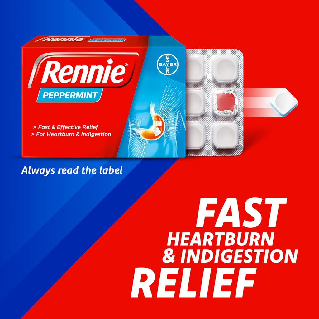 Rennie Peppermint Antacid Tablets – 96 Pack