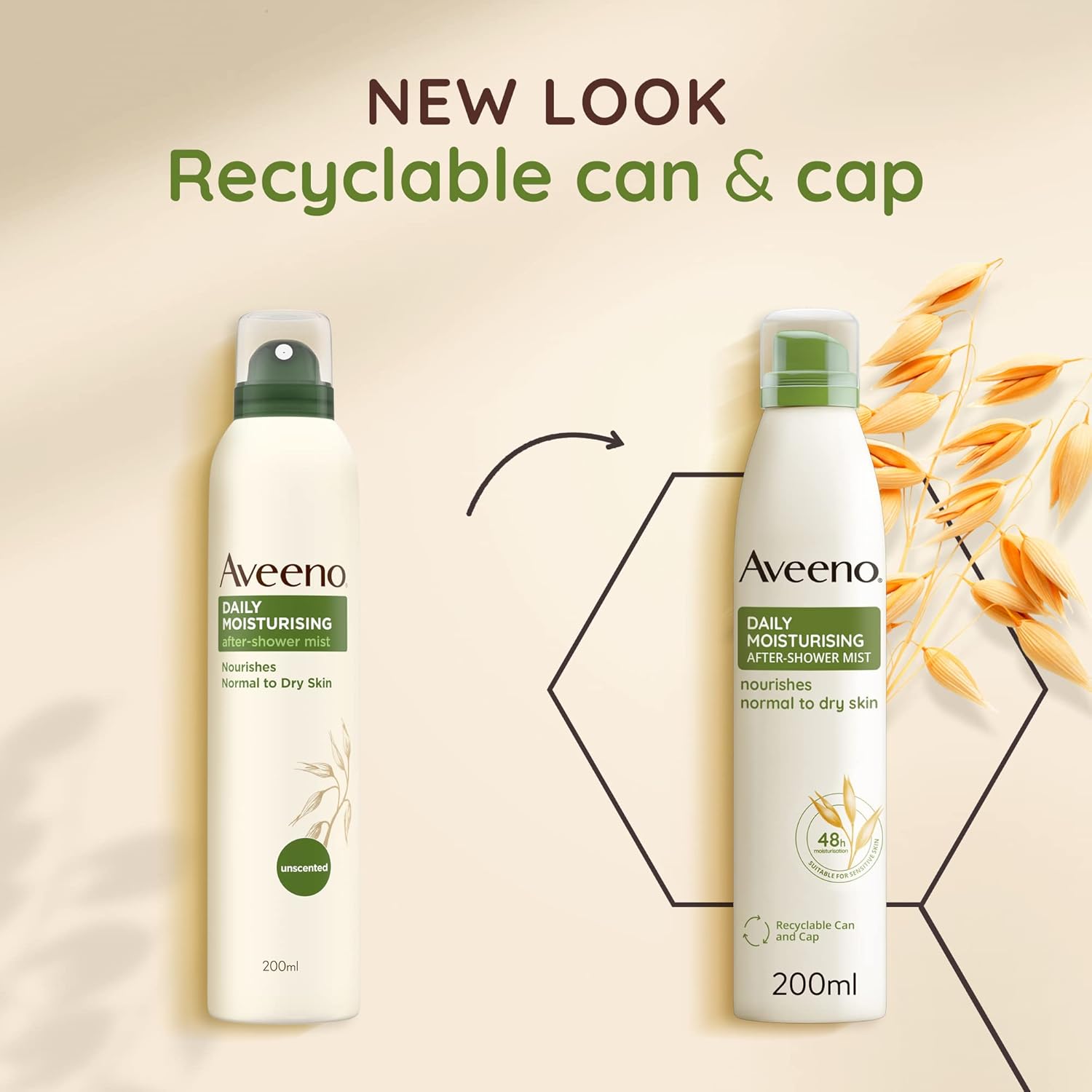 Aveeno Daily Moisturising After-Shower Mist – Oat Extract, Sensitive Skin, 48h Hydration (200ml)