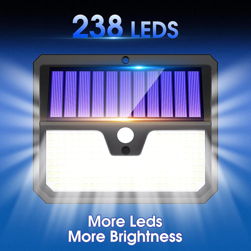 238-LED Solar Motion Sensor Security Light (IP65, 270° Wide Angle)