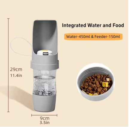 2-in-1 Portable Pet Travel Bottle – Water & Food Feeder for Dogs & Cats