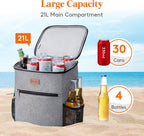 Lifewit 21L Soft Cooler Backpack – Insulated 30-Can Picnic & Camping Cooler (Grey)