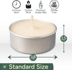 50 Pack Unscented Tea Light Candles – 8 Hour Burn