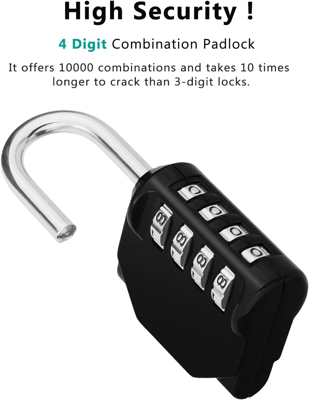 4-Digit Combination Padlock – Weatherproof Locker & Gym Lock
