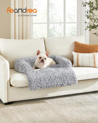 Feandrea FluffyHug Calming Dog Sofa Bed – Grey Ombré, M (80×75×16 cm) for Small & Medium Dogs