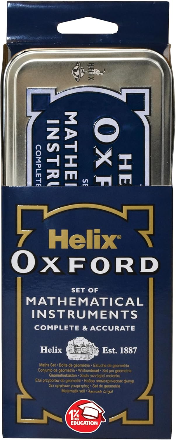 Helix Oxford Maths Set – 10 Piece with Storage Tin