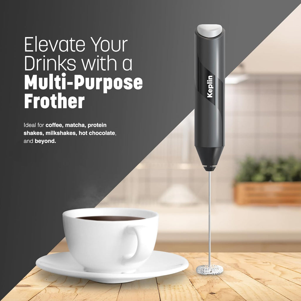 Keplin Handheld Milk Frother – Electric Coffee Whisk
