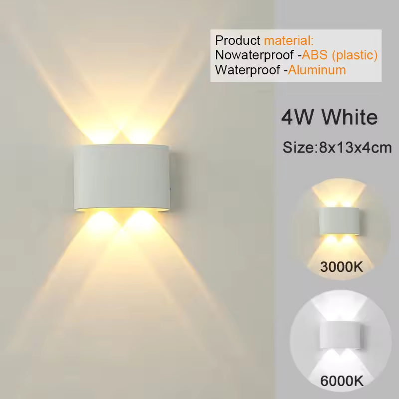 Modern LED Wall Sconce – Up & Down Indoor/Outdoor Wall Light for Living Room, Hallway, Bedroom