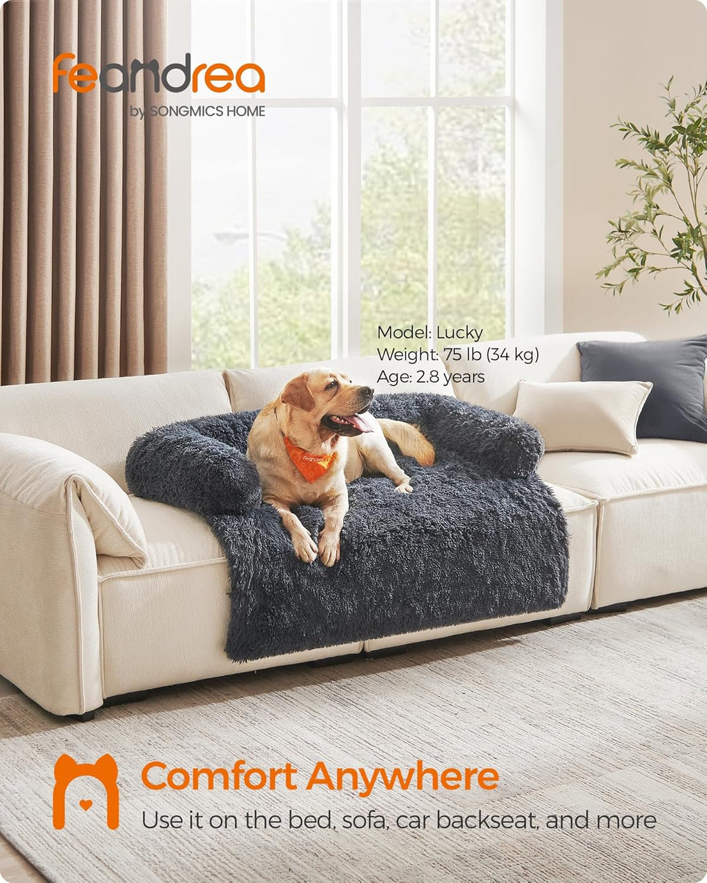 Feandrea FluffyHug XXL Calming Dog Sofa Bed – Dark Grey