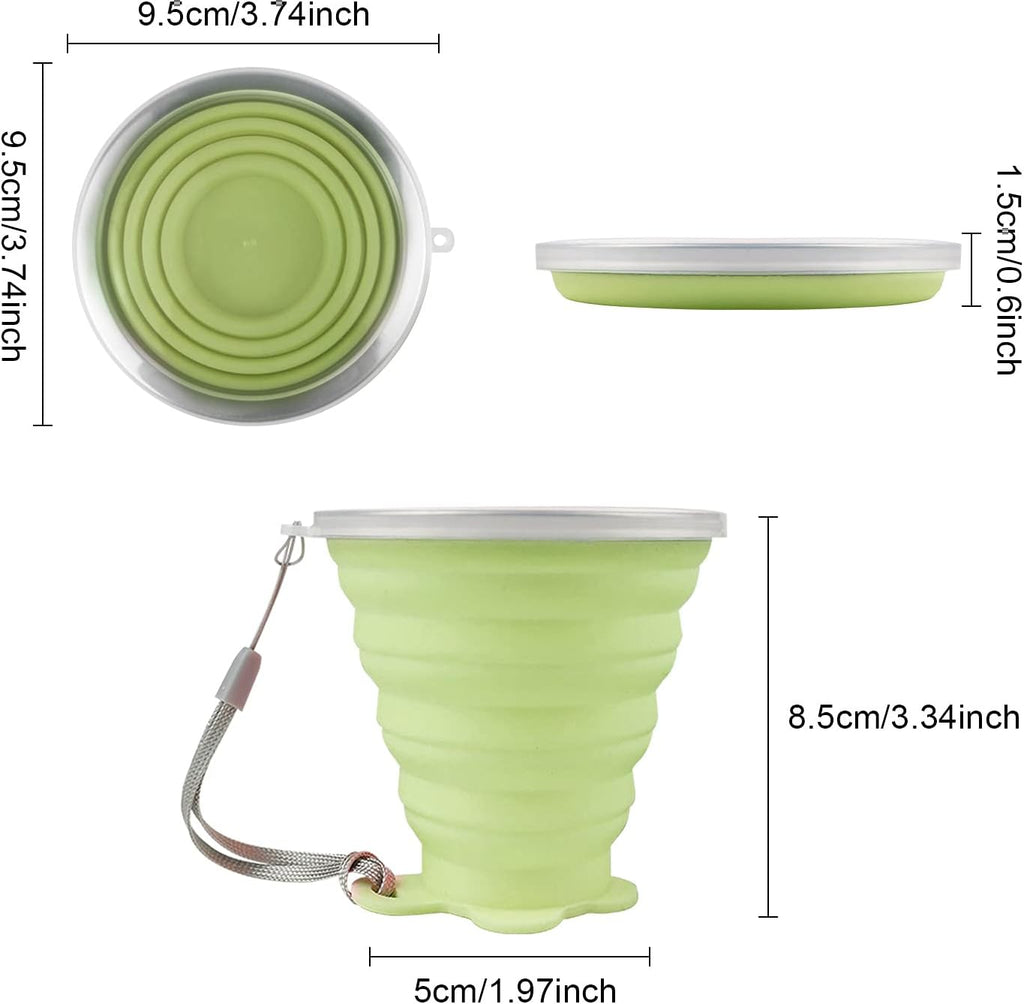 ddLUCK Silicone Foldable Cups – 2 Pack, BPA-Free Collapsible Travel Mugs with Sealing Lids