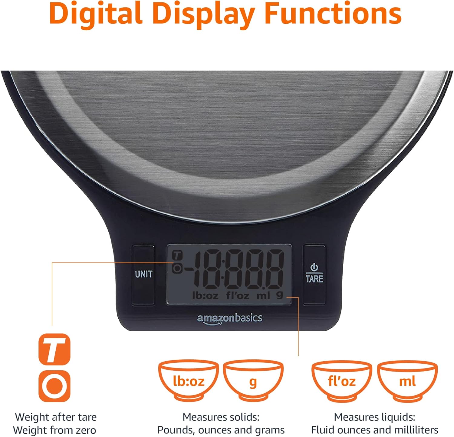 Digital Kitchen Scale (11 lb, Black & Steel)