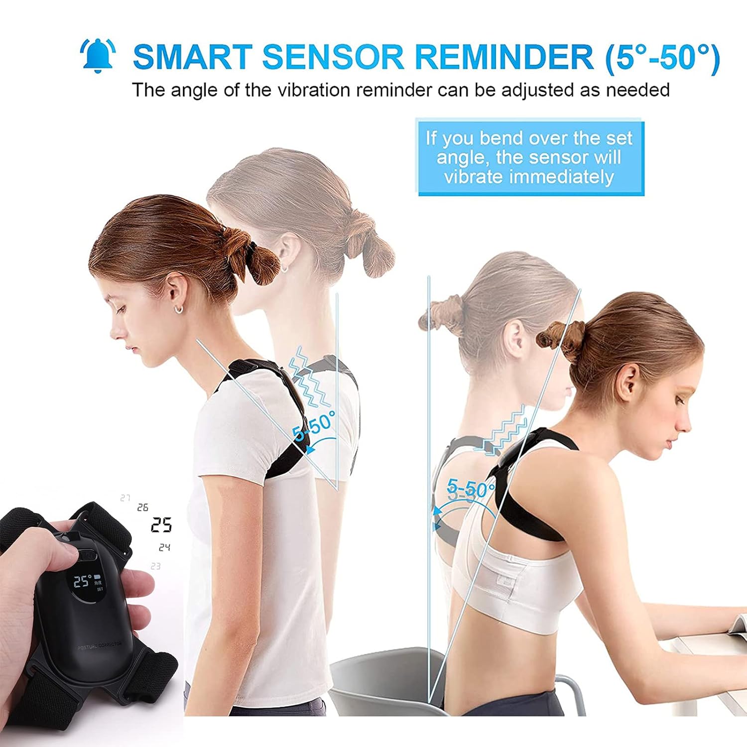 Smart Posture Corrector with Vibration Reminder – Adjustable for Men, Women & Teens