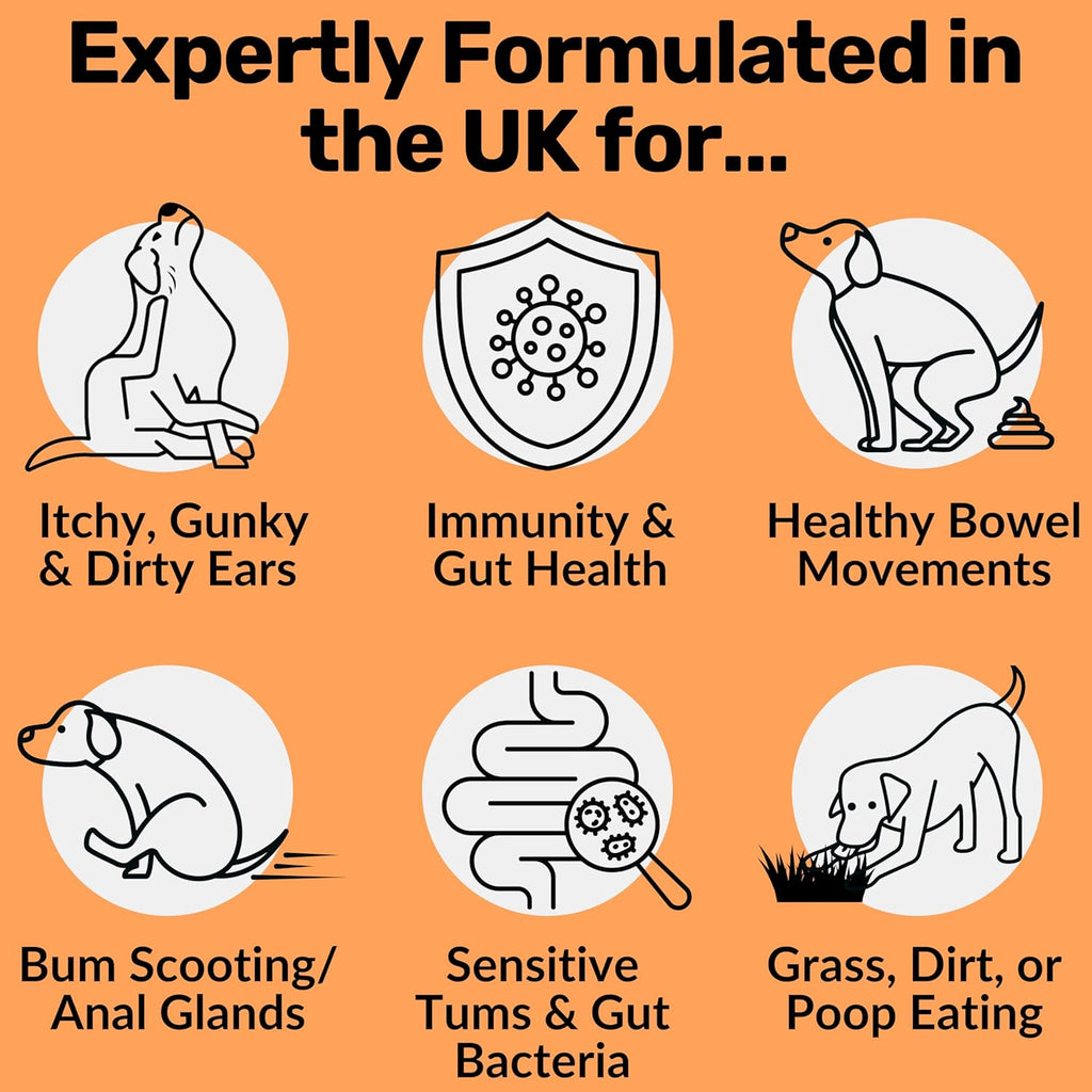 Daily Probiotics for Dogs - 120 Beef Flavored Soft Chews with Natural Pumpkin Powder for Healthy Gut & Sensitive Tummy. Reduces Scooting, Loose Stools, Smelly, Itchy Ears for Small, Medium, Large Dogs