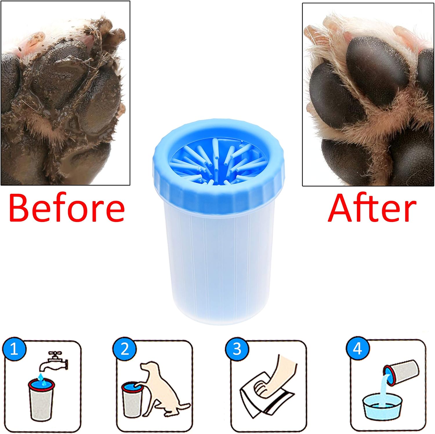 Kare & Kind Dog Paw Cleaner – Portable Silicone Pet Washer with Cloth