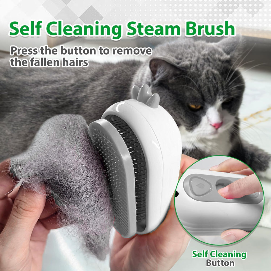Rechargeable Cat & Pet Steam Brush – Self-Cleaning Slicker Comb for Cats, Dogs & Rabbits