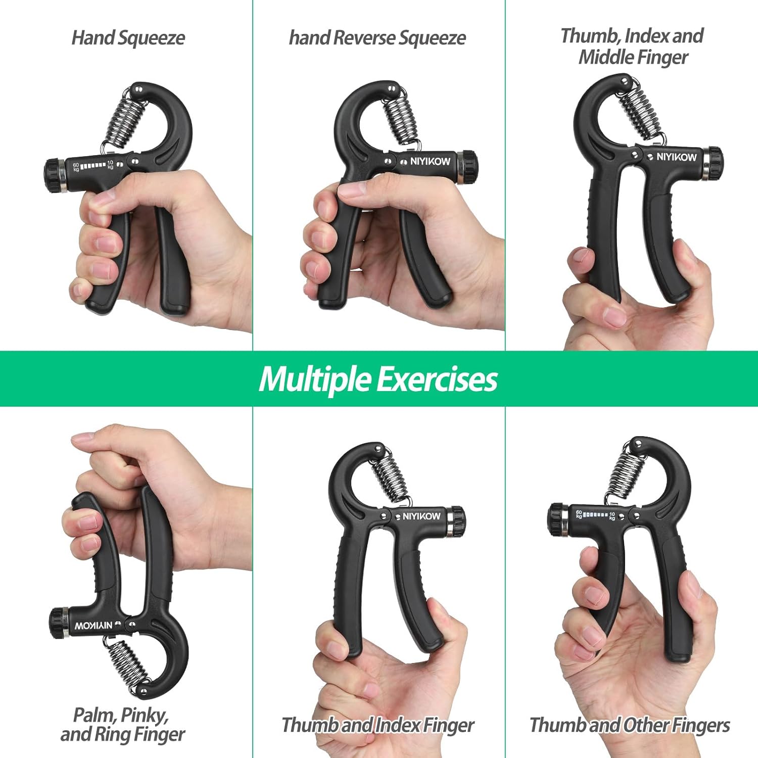 NIYIKOW Adjustable Hand Grip Strengthener – Forearm & Grip Trainer 10-60kg