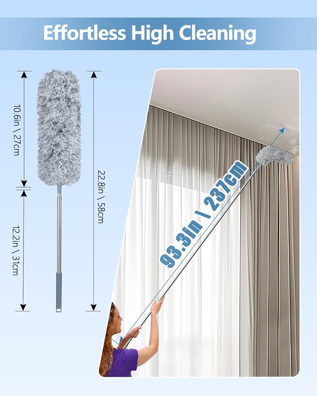 Extendable Microfiber Feather Duster – Telescopic Cleaning Tool