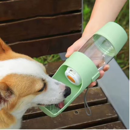 2-in-1 Portable Pet Travel Bottle – Water & Food Feeder for Dogs & Cats