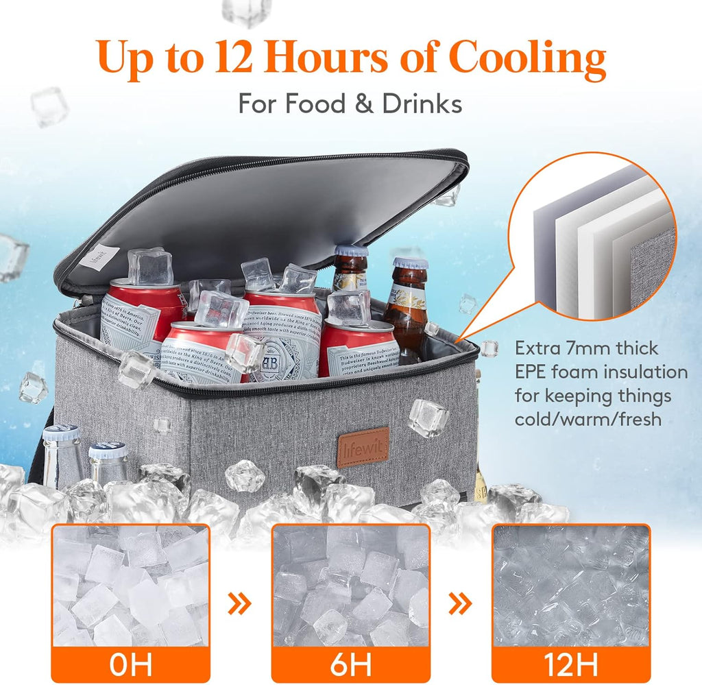 Lifewit 21L Soft Cooler Backpack – Insulated 30-Can Picnic & Camping Cooler (Grey)