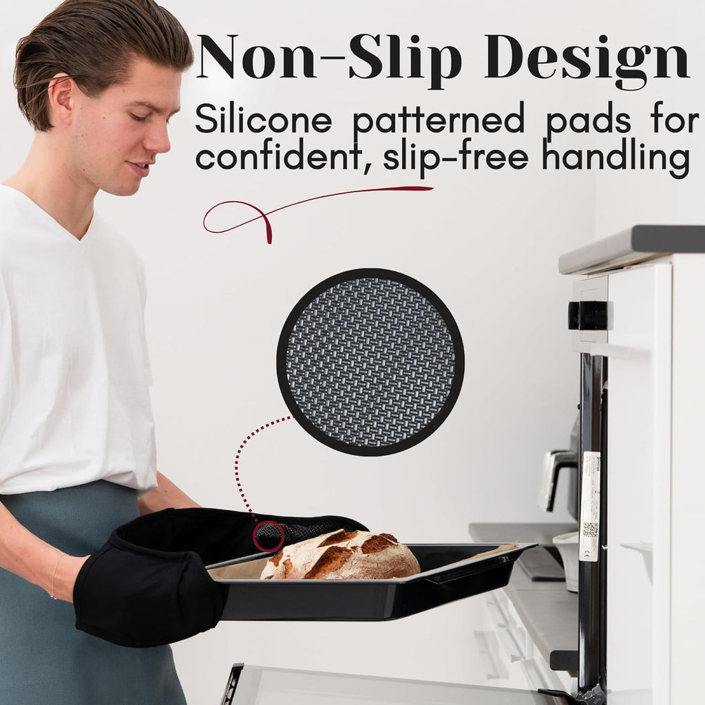 Laffair Double Oven Gloves – Heat Resistant Silicone Grip