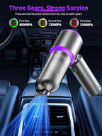 4-in-1 Mini Car Vacuum & Air Duster – Super Power Handheld Cordless Cleaner (Purple)