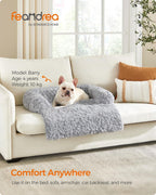 Feandrea FluffyHug Calming Dog Sofa Bed – Grey Ombré, M (80×75×16 cm) for Small & Medium Dogs