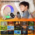 Smart LED Night Lamp with Bluetooth Speaker, Alarm Clock & White Noise – App-Controlled Bedside Sleep Companion Light