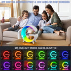 G-Shape 5-in-1 Smart LED Lamp – Wireless Charging, Bluetooth Speaker & Alarm Clock