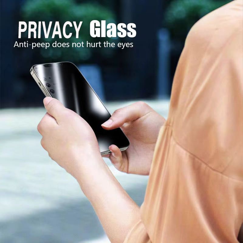 Anti-Peep Tempered Glass Screen Protector – Full Cover for iPhone 11 to 16 Series