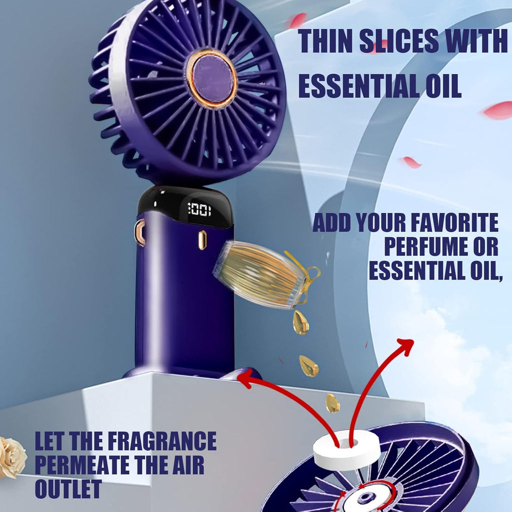 Portable Handheld Fan – USB Rechargeable 5-Speed Foldable Mini Fan