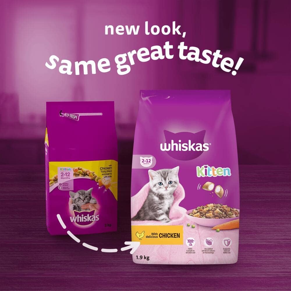 Whiskas Junior Chicken Dry Food for Kittens (2 × 1.9 kg)