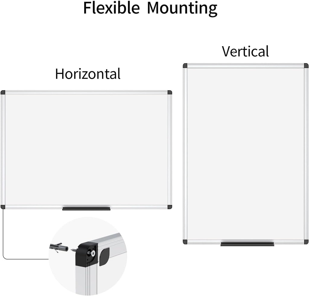 Magnetic Whiteboard 90×60cm – Aluminium Frame
