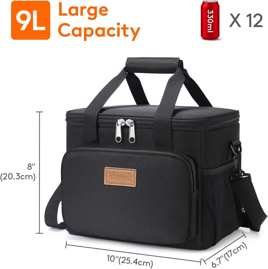 Lifewit 8.5L Insulated Lunch Bag – 12 Can Soft Cooler Tote (Black)