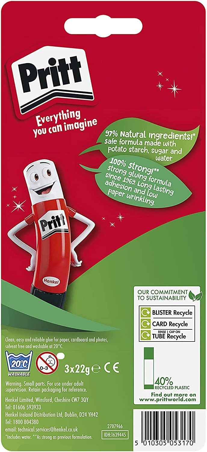 Pritt Glue Stick 22g – Pack of 3